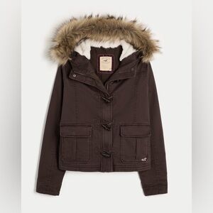 Hollister sold out brown bomber jacket with fur